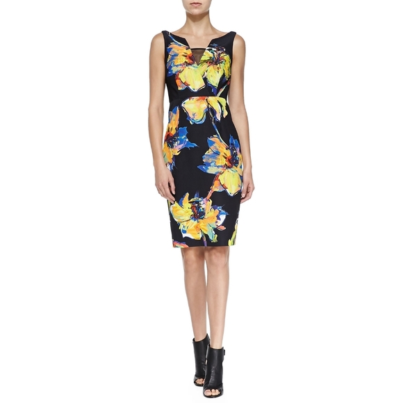 NWT Milly Pop Art Ella Floral Midi Dress - Size 4 - Picture 1 of 11
